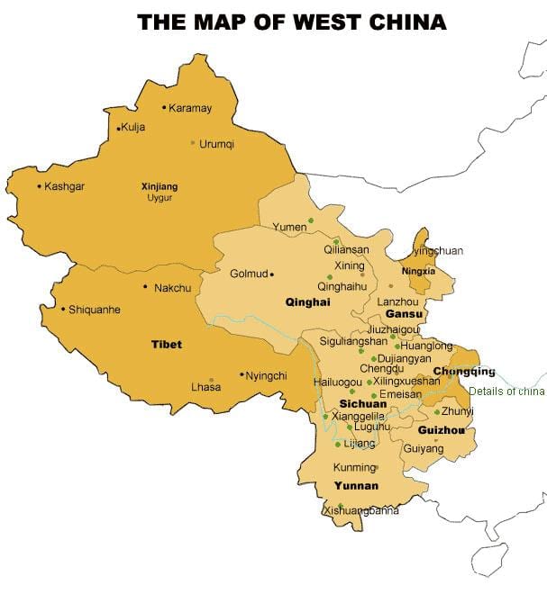 வரைபடம் மேற்கு சீனா